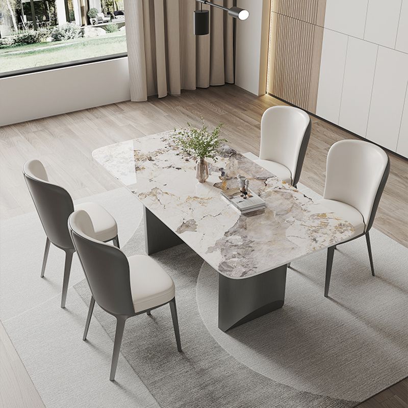 Contemporary Dining Set 1/5/7 Pcs Sintered Stone Dining Table with Upholstered Chairs Clearhalo 'Dining Room Sets' 'Dining Tables & Seating' 'dining_room_set' 'furn' 'furn_dining_room_set' 'Furniture' 'Kitchen & Dining Furniture' 1200x1200_7dda0d3c-5e21-4e4e-b782-10a5b1a4f336