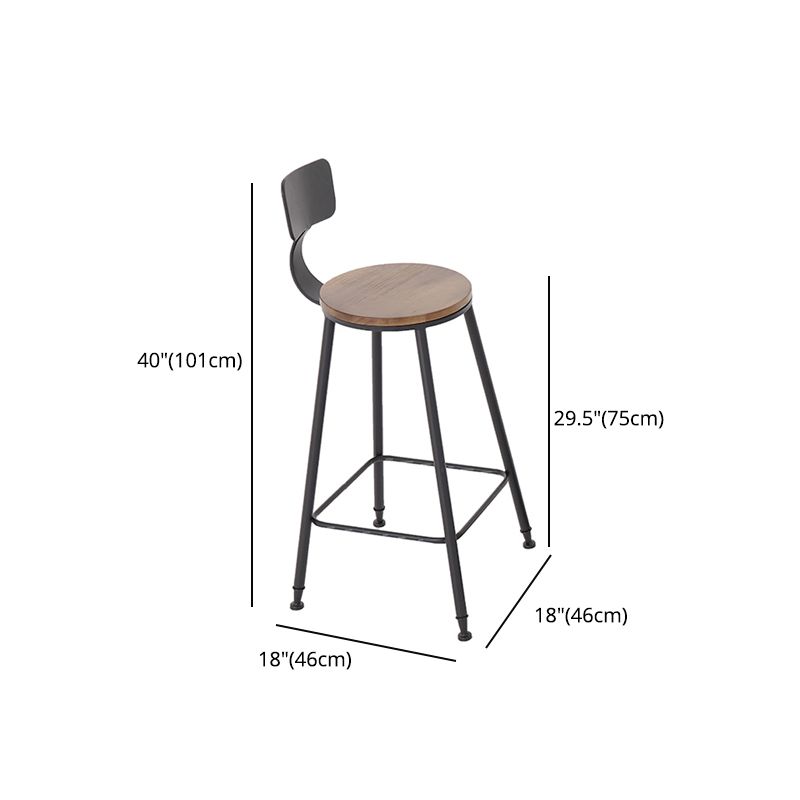 Modern Style Bar Chair with Low Back Footrest Round Seat Iron Legs for Kitchen Bar Clearhalo 'Bar Furniture' 'Bar Stools' 'bar_stools' 'furn' 'furn_bar_stools' 'furniture_bar_stools' 'Kitchen & Dining Furniture' 'kitchen&dining_furn' 'kitchen' 'kitchen_furn' Furniture' 1200x1200_7ddaa15b-3cd2-499b-a291-cb03e963a9b7