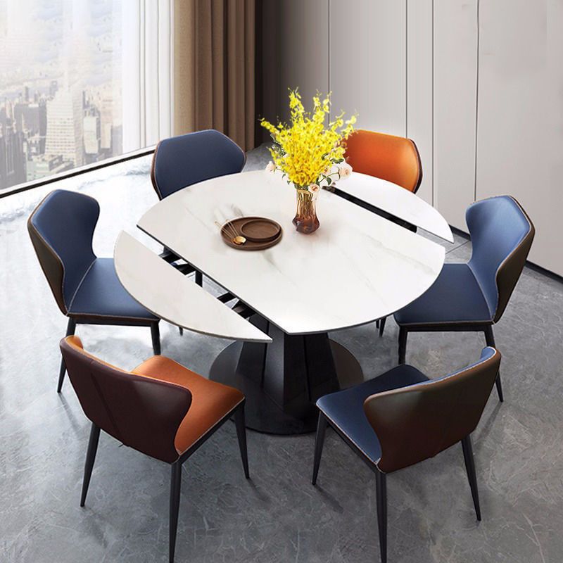 Modern Kitchen Folding Dining Furniture Set with Round Table Formal Dining Room Table Set Clearhalo 'Dining Room Sets' 'Dining Tables & Seating' 'dining_room_set' 'furn' 'furn_dining_room_set' 'Furniture' 'furniture_dining_room_set' 'Kitchen & Dining Furniture' 'kitchen&dining_furn' 'kitchen' 1200x1200_7ddc03cb-65de-4beb-b8fd-acb674e4154e