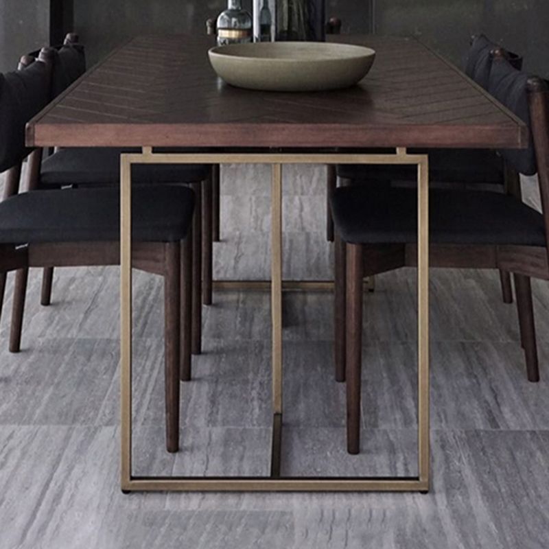 Contemporary Solid Wood Standard Dining Table Rectangle Kitchen Dining Table with Double Pedestal Clearhalo ' dining_table' 'Dining Tables & Seating' 'Dining Tables' 'furn' 'furn_dining_table' 'Furniture' 'furniture_dining_table' 'Kitchen & Dining Furniture' 'kitchen&dining_furn' 'kitchen' 'kitchen_dining_table' 1200x1200_7ddcd951-b0cf-493e-8a97-102cd85a1829