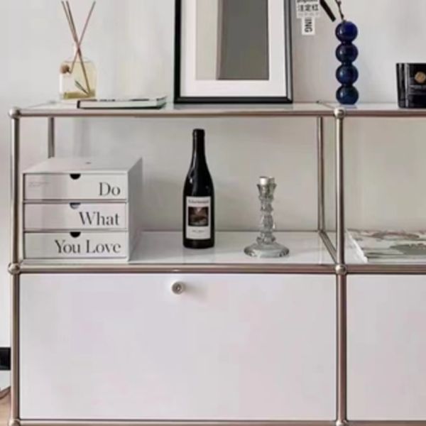 Sideboard in metallo moderno in metallo bianco sideboard da pranzo con spazio