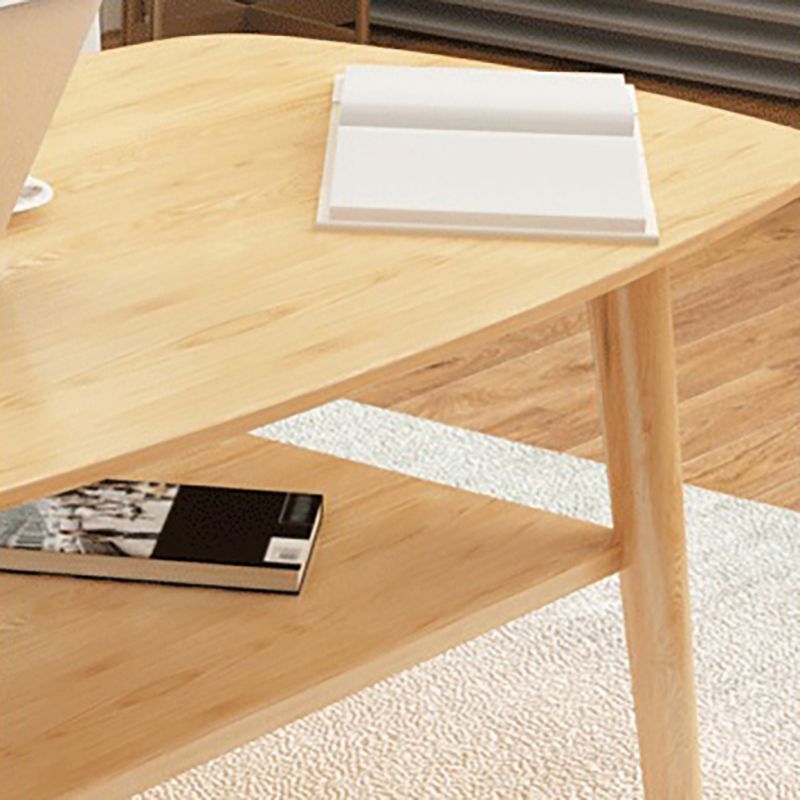 Table basse scandinave à 4 pieds avec étagère, table de cocktail en bois