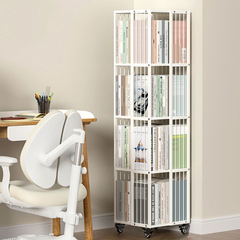 13.8" Wide Book Shelf Beige Stackable Bookcase Closed Back Vertical