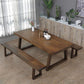 Industrial Style Rectangle Table Wooden Dining Table with Wooden Legs Clearhalo 'Dining Tables & Seating' 'Dining Tables' 'dining_table' 'furn' 'furn_dining_table' 'Furniture' 'Kitchen & Dining Furniture' 1200x1200_7dde7113-2df5-494f-8527-870ab36dc245