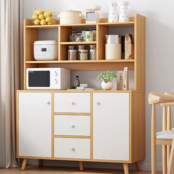 Modern 3-Drawer Dining Server Manufactured Wood and Solid Wood Server with Door Clearhalo 'buffet_sideboard' 'Buffets & Sideboards' 'furn' 'furn_buffet_sideboard' 'Furniture' 'furniture_buffet_sideboard' 'Kitchen & Dining Furniture' 1200x1200_7dde7979-8d38-48c8-b1ee-a4ff222bb5fb