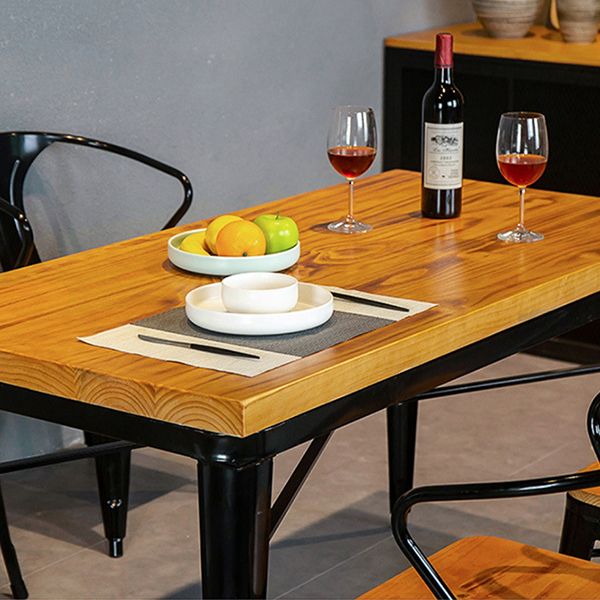 Rectangle Black Base Dining Table Industrial Wood Table for Bar Clearhalo 'Dining Tables & Seating' 'Dining Tables' 'dining_table' 'furn' 'furn_dining_table' 'Furniture' 'Kitchen & Dining Furniture' 1200x1200_7ddec1f5-cbbe-43cd-8a6e-61197814be23