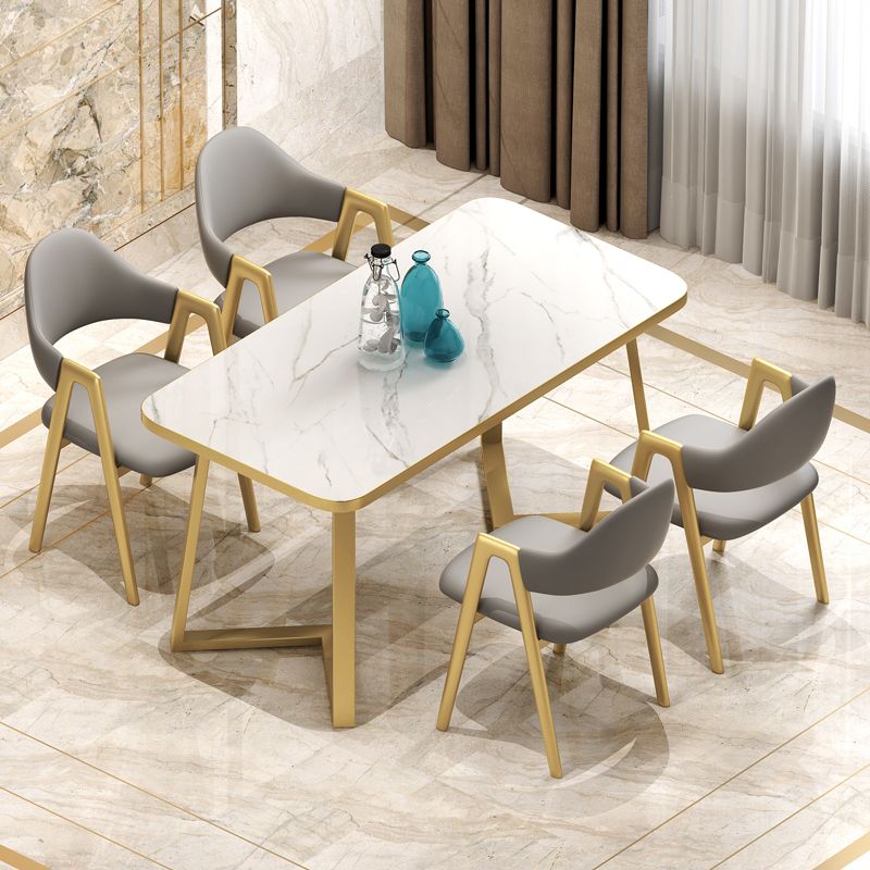 Standard Sintered Stone Top Dining Set with 2 Gold Metallic Legs for Dining Furniture Clearhalo 'Dining Room Sets' 'Dining Tables & Seating' 'dining_room_set' 'furn' 'furn_dining_room_set' 'Furniture' 'furniture_dining_room_set' 'Kitchen & Dining Furniture' 'kitchen&dining_furn' 'kitchen' 1200x1200_7ddf44d3-1313-47ee-8568-0004936bf37f