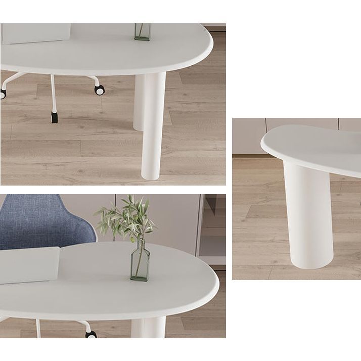 29.5" H White Irregular Shape Working Writing Desk Modern Style Desk for Office Clearhalo 'furn' 'furn_office_desk' 'Furniture' 'Office Desks' 'Office Furniture' 'office_desk' 1200x1200_7de042dd-e9b2-4ae0-97ff-ca7d0a711698