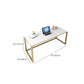 Glam Marble Office Desk 1-plank rechthoekig schrijfbureau met metalen benen
