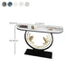 12 inch Wide Modern Accent Table Half Moon Stone Console Table for Hall