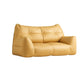 Contemporary Cushions Seating Faux Leather Sofa in Gold and Dark Gray