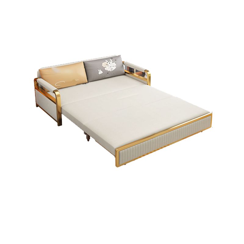 Glam Faux leather Sleeper Sofa Creamy-white 32.67" Wide Sofa Bed