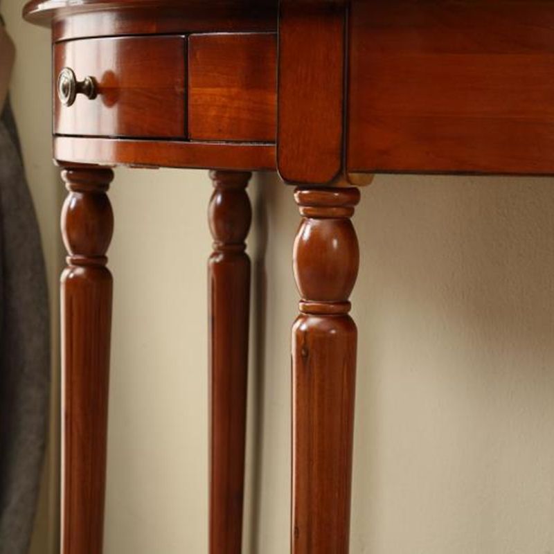 Storage Half Moon Console Table Wood Mid-Century Modern End Table