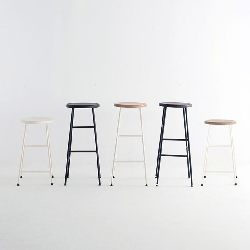 Modern Armless Backless Counter Stool Steel Dessert Shop Bar Stool with Wooden Seat Clearhalo 'Bar Furniture' 'Bar Stools' 'bar_stools' 'furn' 'furn_bar_stools' 'furniture_bar_stools' 'Kitchen & Dining Furniture' 'kitchen&dining_furn' 'kitchen' 'kitchen_furn' Furniture' 1200x1200_7de7e73f-2cfa-4d18-93fb-2e9b23a9595f