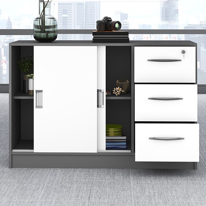 Archivo moderno de archivos de bloqueo Archivo de panel de contraste de madera para la oficina en casa