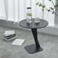 Pedestal Stone Coffee Table Round Single Cocktail Table in Black/White