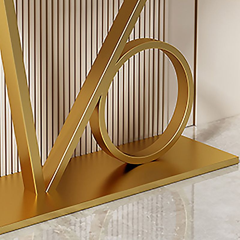 Tavolino con console top con mezza luna pietra con tavola di accento di base del piedistallo di ferro