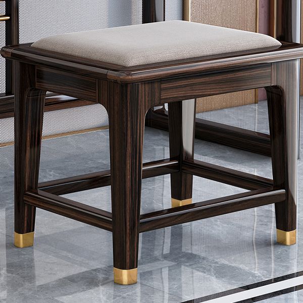 Solid Wood Vanity Set with Stool Set Brown Dresser with 3-Drawer and Mirror