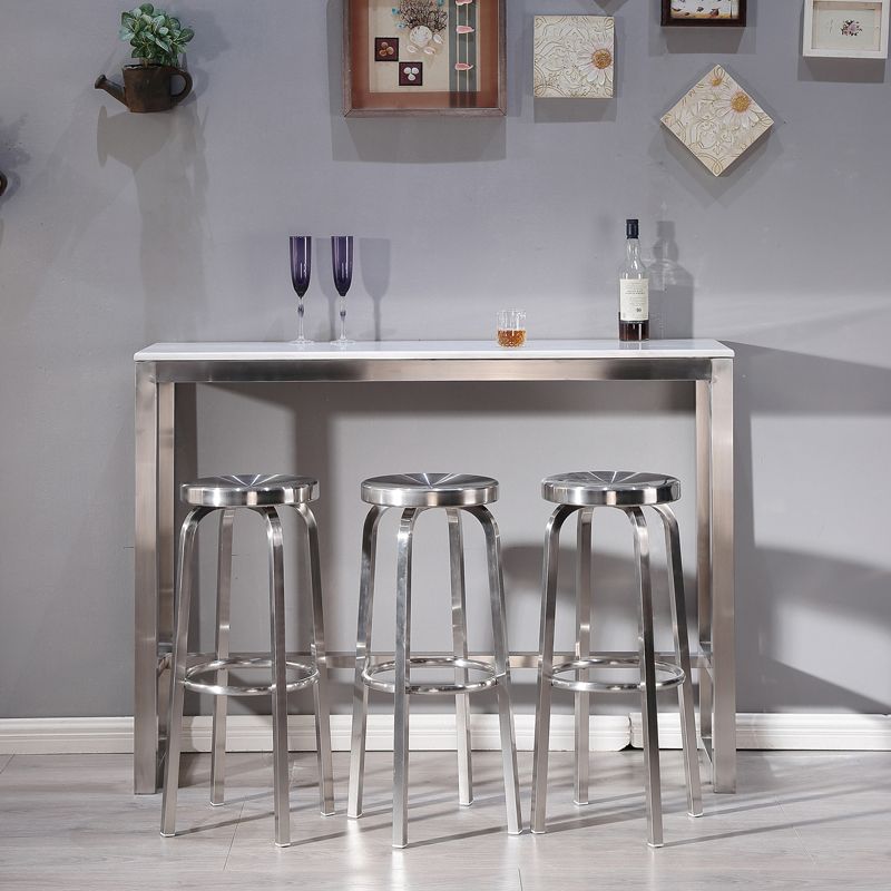 Silver Industrial 29.5" H Barstool Glossy Stainless Steel Brushed Tall Stool 1 Piece Clearhalo 'Bar Furniture' 'Bar Stools' 'bar_stools' 'furn' 'furn_bar_stools' 'furniture_bar_stools' 'Kitchen & Dining Furniture' 'kitchen&dining_furn' 'kitchen' 'kitchen_furn' Furniture' 1200x1200_7df19d91-dd38-4845-903a-93967f4c4ce0