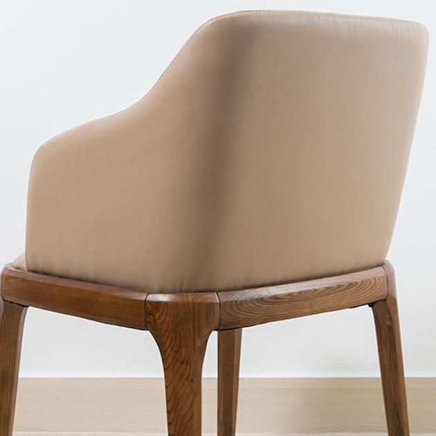 Scandinavian Leather Home Arm Chair Matte Finish Solid Back Dining Chair Clearhalo ' kitchen&dining_furn' 'Dining Chairs' 'Dining Tables & Seating' 'dining_chair' 'furn' 'furn_dining_chair' 'Furniture' 'furniture_dining_chair' 'Kitchen & Dining Furniture' 'kitchen' 1200x1200_7df25daf-7a46-4a26-a967-c426852bf087