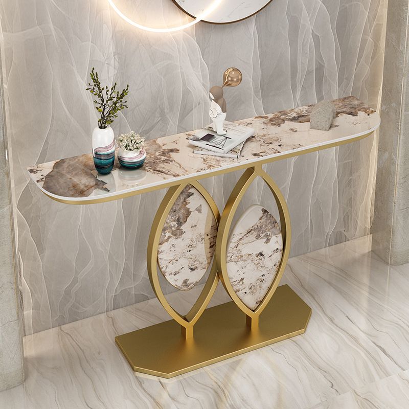 Stone Top Accent Console Table Antique Gold Console Table with Metal Leg Clearhalo 'Console Tables' 'console_tables' 'Entry & Mudroom Furniture' 'furn' 'furn_console_tables' 'Furniture' 1200x1200_7df44f6e-9740-477e-b5df-7b6ef29abad2