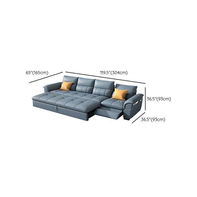Stainless Steel Blue Genuine Leather Living Room Flared Arm Sofa Clearhalo 'furn' 'furn_sofas' 'Furniture' 'Living Room Furniture' 'Sofa' 'sofas' 1200x1200_7df4b6e0-2356-46df-80bc-485bfce0725f