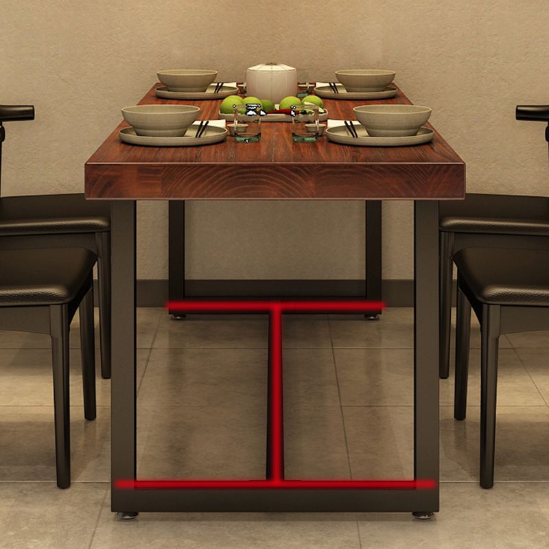 Rectangle Industrial Brown Dining Table Solid Wood and Metal Trestle Base Dining Table Clearhalo 'Dining Tables & Seating' 'Dining Tables' 'dining_table' 'furn' 'furn_dining_table' 'Furniture' 'Kitchen & Dining Furniture' 1200x1200_7df4de9f-9187-4084-be62-a58d9e965156