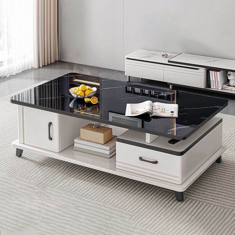 4 Legs Coffee Table Rectangle Single Stone Cocktail Table with Storage Clearhalo 'Coffee & Accent Tables' 'Coffee Tables' 'coffee_tables' 'furn' 'furn_coffee_tables' 'Furniture' 'Living Room Furniture' 1200x1200_7df5e9a9-2214-4136-ae21-e5e2652e78bb