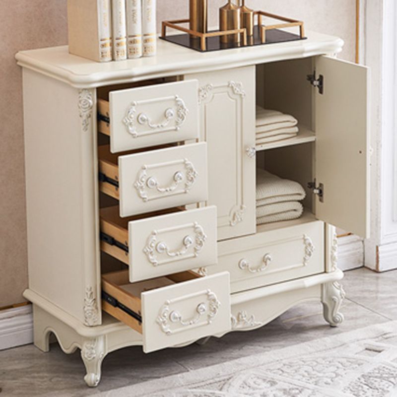 38.58"/49.21" Tall White Wooden Cabinet, Rectangle Accent Cabinet with Drawers Clearhalo 'Cabinets & Chests' 'cabinets_chests' 'furn' 'furn_cabinets_chests' 'Furniture' 'Living Room Furniture' 1200x1200_7df71644-4baf-40b0-9269-3945d81e15af