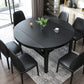 Modern Stone Scalable Dining Table Solid Wood Leg for Dining Room Clearhalo 'Dining Tables & Seating' 'Dining Tables' 'dining_table' 'furn' 'furn_dining_table' 'Furniture' 'Kitchen & Dining Furniture' 1200x1200_7df7f0e6-4786-4929-ac21-8d5bd3feb416