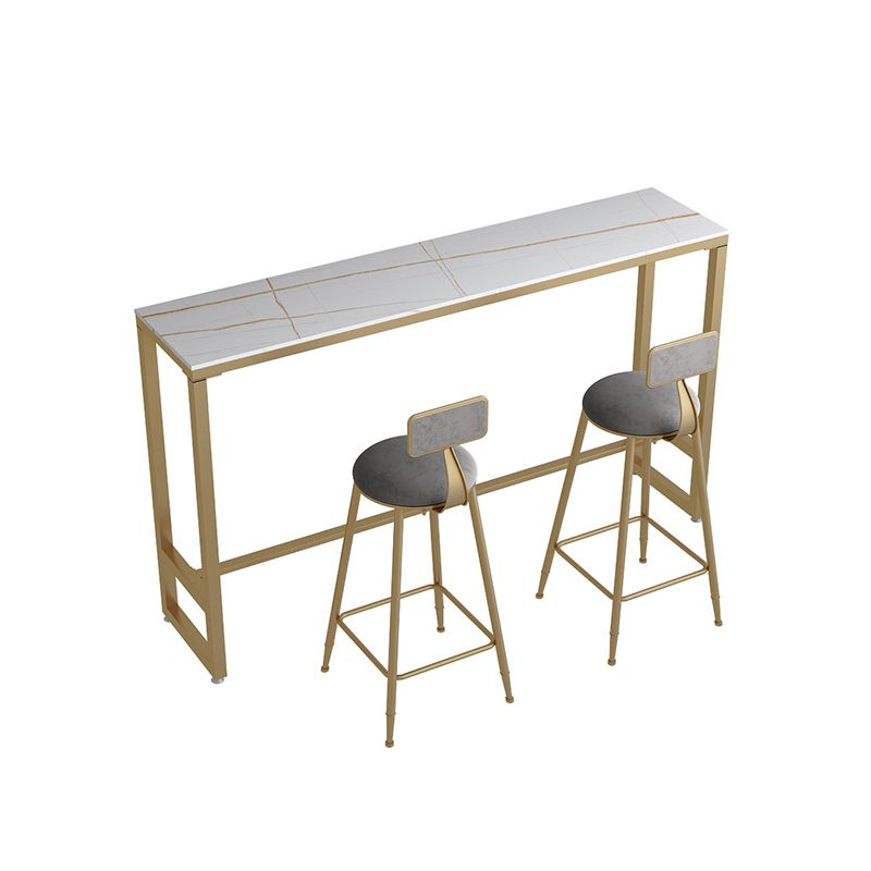 Glam Style Bar Table 42-inch Height Stone Top and Metal Base Bistro Table Clearhalo 'Bar Furniture' 'Bar Tables' 'bar_tables' 'furn' 'furn_bar_tables' 'Furniture' 'furniture_bar_tables' 'Kitchen & Dining Furniture' 1200x1200_7df7f7d8-59eb-4df4-83cc-cb8dcd364985
