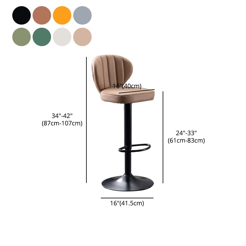 Contemporary Bar-stool Liftable Leather Counter Bar Stool with Metal Legs Clearhalo 'Bar Furniture' 'Bar Stools' 'bar_stools' 'Furniture' 'furniture_bar_stools' 'Kitchen & Dining Furniture' 1200x1200_7df9aea5-fd03-4aee-bfc6-162dd1ee2089