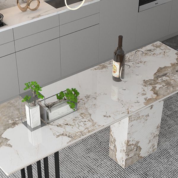 Double Pedestal Kitchen Counter Height Table Contemporary Rectangle Pub Table Clearhalo 'Bar Furniture' 'Bar Tables' 'bar_tables' 'furn' 'furn_bar_tables' 'Furniture' 'Kitchen & Dining Furniture' 1200x1200_7dfa9aa8-234f-41e7-a756-687da3fbe80c