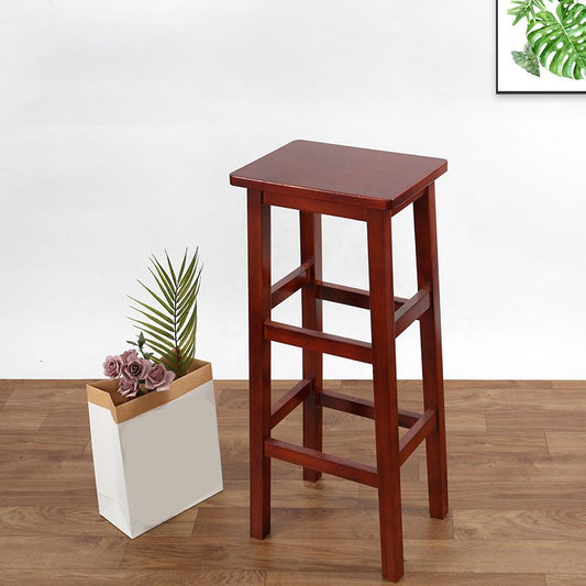 Solid Wood Bar Stool Footrest Armless Counter Stool for Dining Room