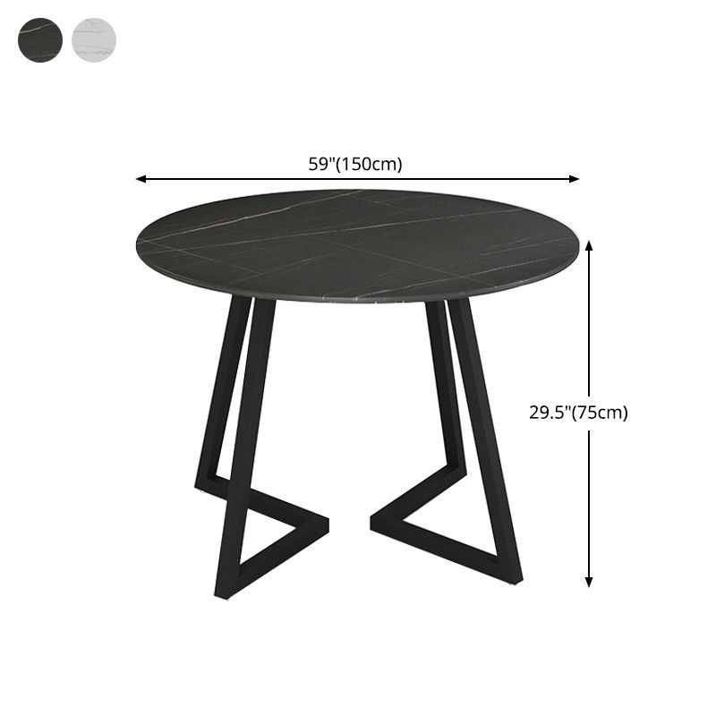 Sintered Stone Dining Table Round Modern Dining Table with Black Frame Clearhalo ' dining_table' 'Dining Tables & Seating' 'Dining Tables' 'furn' 'furn_dining_table' 'Furniture' 'furniture_dining_table' 'Kitchen & Dining Furniture' 'kitchen&dining_furn' 'kitchen' 'kitchen_dining_table' 1200x1200_7dfd4748-ef78-4201-a159-5f8246499584