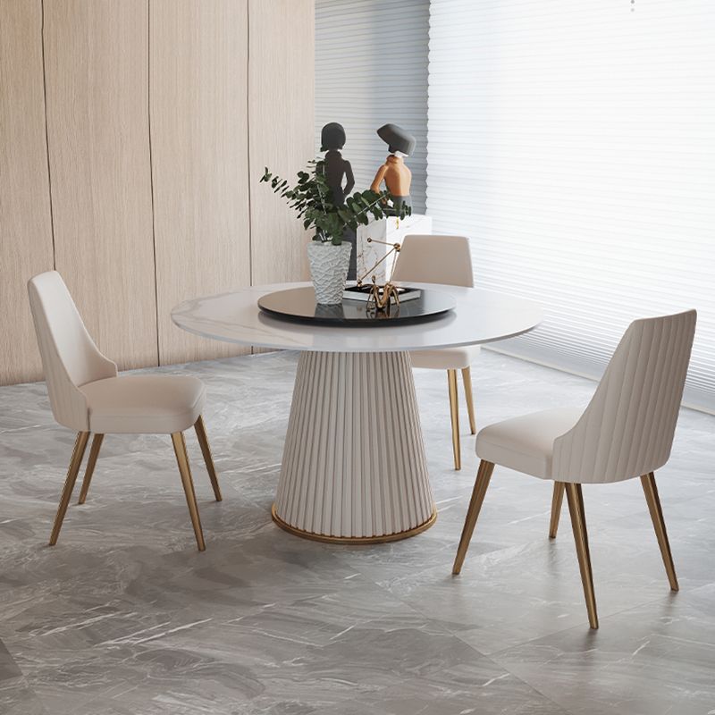 Contemporary Dining Round Table Sintered Stone Table with Metal Legs for Home Clearhalo 'Dining Tables & Seating' 'Dining Tables' 'dining_table' 'furn' 'furn_dining_table' 'Furniture' 'Kitchen & Dining Furniture' 1200x1200_7dfdac67-3fc7-409a-bf64-9d56501a2271