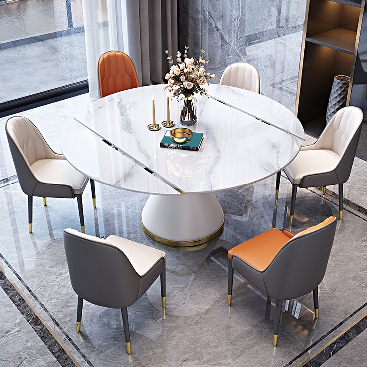 Modern Stone Foldable Dining Table Metal Base for Dining Room Clearhalo 'Dining Tables & Seating' 'Dining Tables' 'dining_table' 'furn' 'furn_dining_table' 'Furniture' 'Kitchen & Dining Furniture' 1200x1200_7dfe0d6b-dac7-45cc-9778-efb00c8e99ec