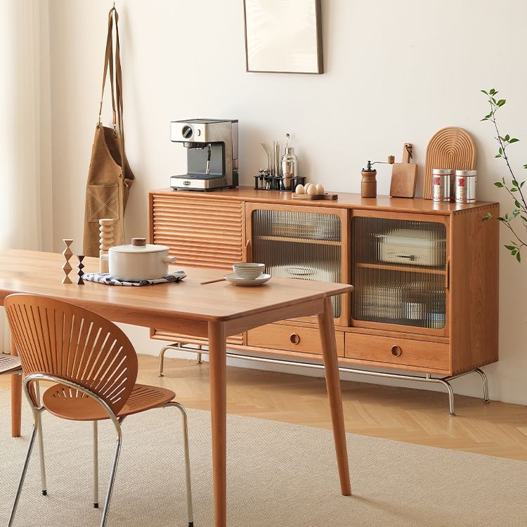 Moderno moderno mobile sideboard server in legno solido marrone con 2-disegno