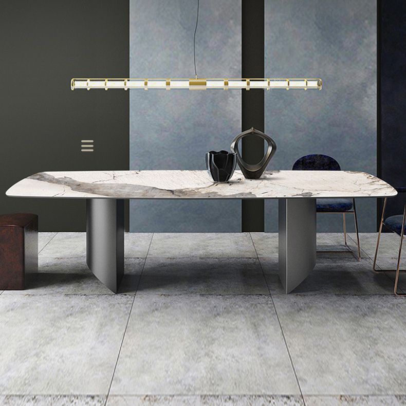 Sintered Stone Top Dining Table for restaurant Rectangle Table with Double Pedestal Clearhalo ' dining_table' 'Dining Tables & Seating' 'Dining Tables' 'furn' 'furn_dining_table' 'Furniture' 'furniture_dining_table' 'Kitchen & Dining Furniture' 'kitchen&dining_furn' 'kitchen' 'kitchen_dining_table' 1200x1200_7e002d94-15a6-47c5-aec4-5d5cecb1be53