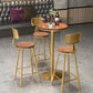 1/2/3/4 Pieces Glam Round Bar Table Set Bistro Set with Faux Marble Top