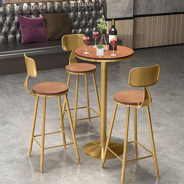 1/2/3/4 Pieces Glam Round Bar Table Set Bistro Set with Faux Marble Top