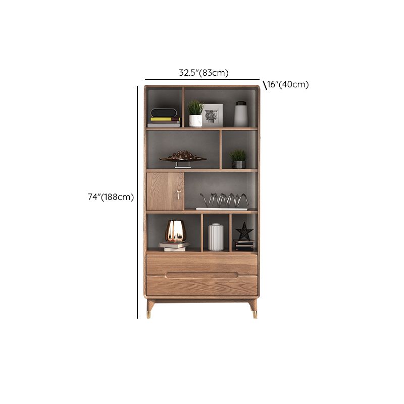 Image de rangement en bois massif de 74 "Tireurs de rangement massif inclus coffre avec étagères