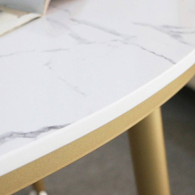 Oval Faux Marble Coffee Table 1 Single 4 Legs Cocktail Table