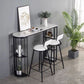 Industrial Style Iron Bar Table Faux Marble White Top 41.3"H Bistro Table with Storage Clearhalo 'Bar Furniture' 'Bar Tables' 'bar_tables' 'furn' 'furn_bar_tables' 'Furniture' 'furniture_bar_tables' 'Kitchen & Dining Furniture' 1200x1200_7e02c8bf-88db-4097-9d3c-146981c205b4