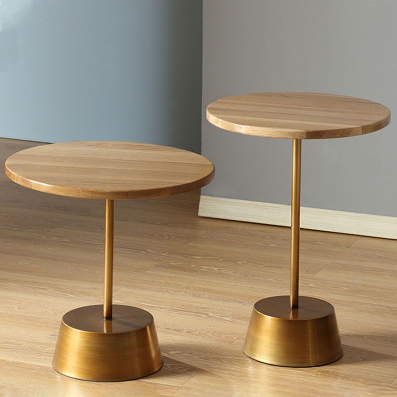 Scandinavisch ronde hout bovenste zijtafel metalen voetstuk eindtafel