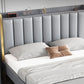 Modern Solid Wood Standard Bed Headboard Bed Frame with Golden Legs