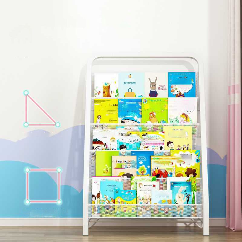 Industrial Iron Ladder Bookshelf White and Black Closed Back Bookcase for Home Clearhalo 'Bookcases' 'furn' 'furn_bookcases' 'Furniture' 'furniture_bookcases' 'Office Furniture' 1200x1200_7e056c38-2bd9-40d5-ac8c-b57f89d09e4f