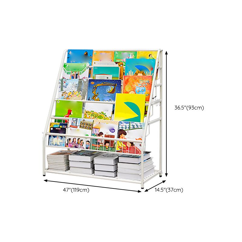 Contemporary Metal Bookshelf White Ladder Shelf Bookcase for Study Room Clearhalo 'Bookcases' 'furn' 'furn_bookcases' 'Furniture' 'Office Furniture' 1200x1200_7e070446-b0b4-49bc-95a2-17e22af909bd