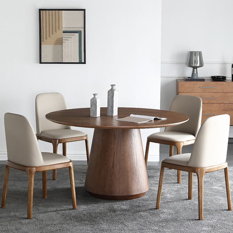 Pedestal Base Is Designed for a Round Coffee Table Made of Walnut Wood Clearhalo 'Coffee & Accent Tables' 'Coffee Tables' 'coffee_tables' 'furn' 'furn_coffee_tables' 'Furniture' 'furniture_coffee_tables' 'Living Room Furniture' 1200x1200_7e0771e3-6e09-40e8-a456-419c7ce9a789