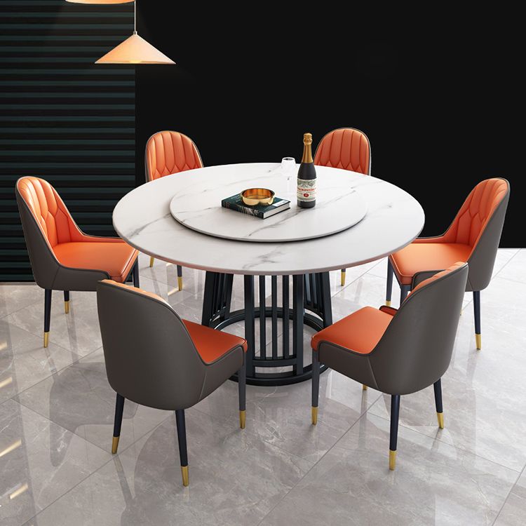 Modern 1/2/7 Pieces Dining Set Round Sintered Stone Dining Table for Dining Room Clearhalo 'Dining Room Sets' 'Dining Tables & Seating' 'dining_room_set' 'furn' 'furn_dining_room_set' 'Furniture' 'furniture_dining_room_set' 'Kitchen & Dining Furniture' 'kitchen&dining_furn' 'kitchen' 1200x1200_7e0d68d6-74a7-4c49-80b3-31fae0b75515